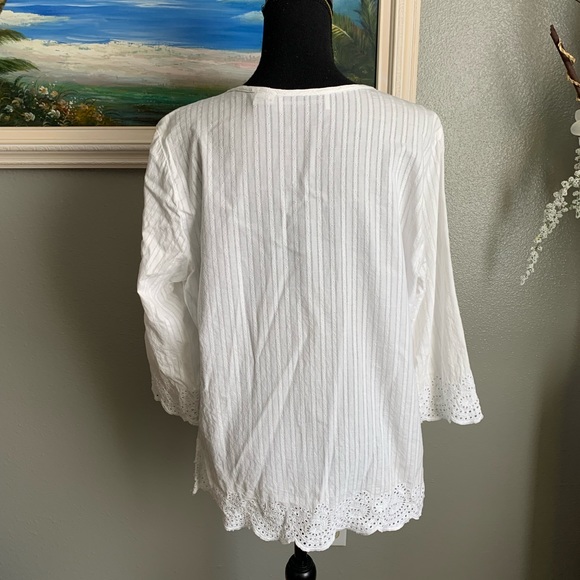Cathy Daniels women’s 100% Cotton White Blouse Size Medium - Picture 8 of 17